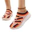 thumbnail image 3 of Women's Patriotic Lightweight Knit Slip-On Sneakers Breathable Mesh Running Shoes Fashionable Casual Walking Shoes for Everyday Wear, 3 of 6