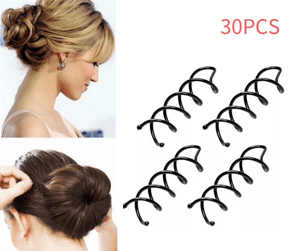 30PCS Spiral Hair Pins, Spin Pins Non-Scratch Round Tips, Twist Screw Hair  Pin for Women Bun Hair Style DIY, Spiral Bobby Pins,Black 
