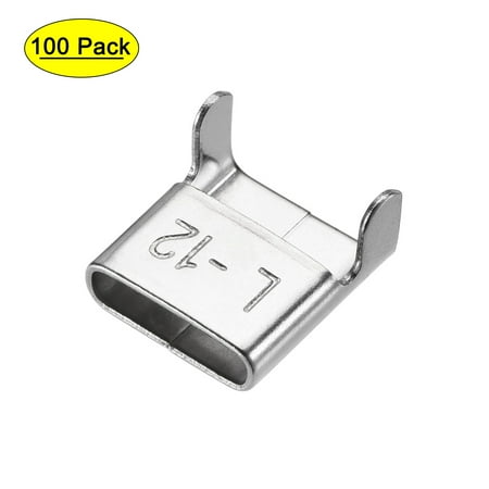 

Uxcell 201 Stainless Steel Strapping Seal 16x15x9mm for 12mm Band Pack of 100