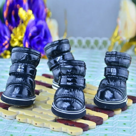 PATIO_PEACE_INC 4 Pcs/Sets Puppy Winter Snow Boots Casual Dog Shoes Pet Slip-resistant Waterproof Shoes Teddy Dog Shoe
