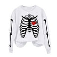 thumbnail image 5 of Neewe Women's Halloween Skeleton Printed Casual Crew Neck Sweatshirt Loose Soft Long Sleeve Pullover Tops, 5 of 6