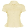 thumbnail image 3 of Women's Casual Short Sleeve Blouse Pure Color Turn Down Collar Shirt Tops For Daily Wear All Seasons With Stockings Pairing Poplin Blouses for Women Modern Shirts for Women Button up Shirt Womens, 3 of 3