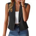 thumbnail image 2 of tarylea Hauts Décontractés pour Femmes Col Rabattu Vestes Blazer Sans Manches Couleur Unie Vestes de Costume Tendance Amples d'Été, 2 of 9