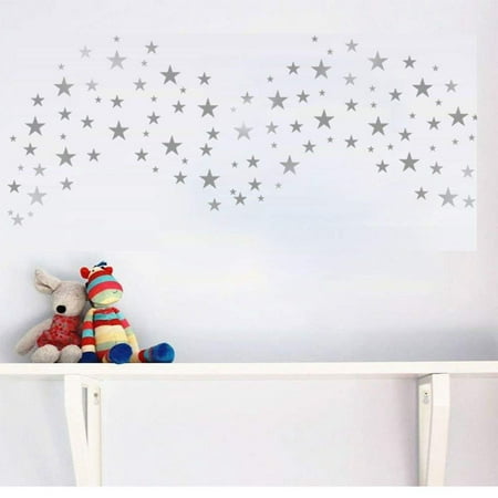 Stars Wall Decals 124 Stickers Removable Home Decoration Easy To L Stick Painted Walls Metallic Vinyl Polka Decor Sticker For Baby Kids Nursery Bedroom Silver Canada - Decals For Walls Uk
