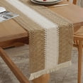 thumbnail image 4 of AUQ Table Runner,Tightly Stitched Table Runners,Home Table Runner Comfortable Square Tablecloth,White and Coffee Brown, 4 of 4