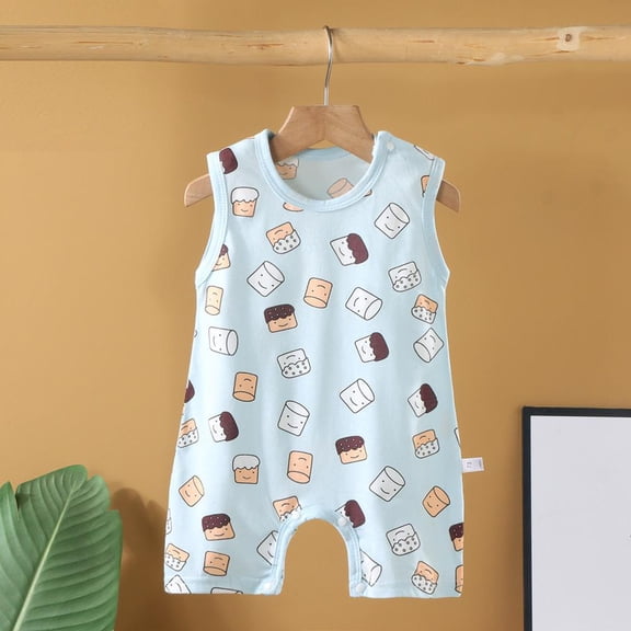 BXSRUTA Baby Newborn Short Sleeve Onesie Cotton Breathable Romper Spring Summer Infant Crawling Outfit