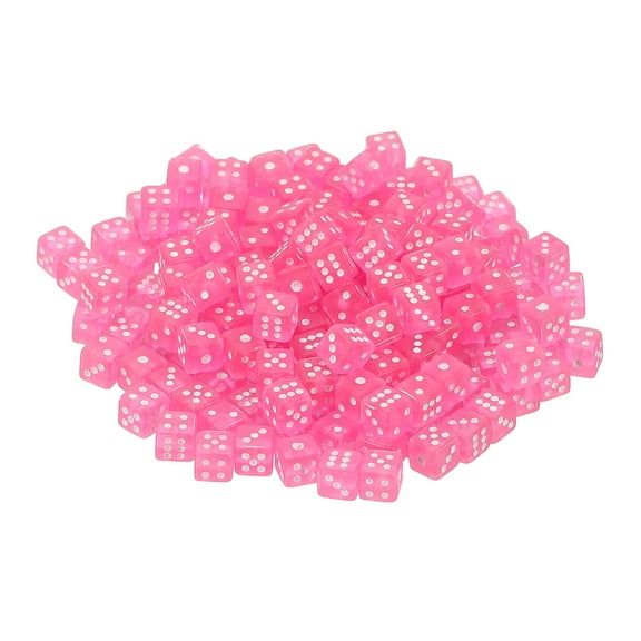200Pack Mini Dice, 5mm/0.2" Acrylic Tiny Six Side Game Dot Square Dice Bulk for Table Board Game Party Activities, Clear Deep Pink/White