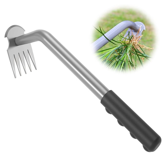 Walensee Weed Puller Tool with 5-Tine Manganese Steel & Rubber Handle for Vegetable Gardening, Backyard Planting & Uprooting Weeding
