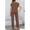 thumbnail image 7 of BTFBM Women's Two Piece Tracksuit Outfits Summer Short Sleeve Tops Long Pants Jogger Lounge Matching Sets Sweatsuit, 7 of 7