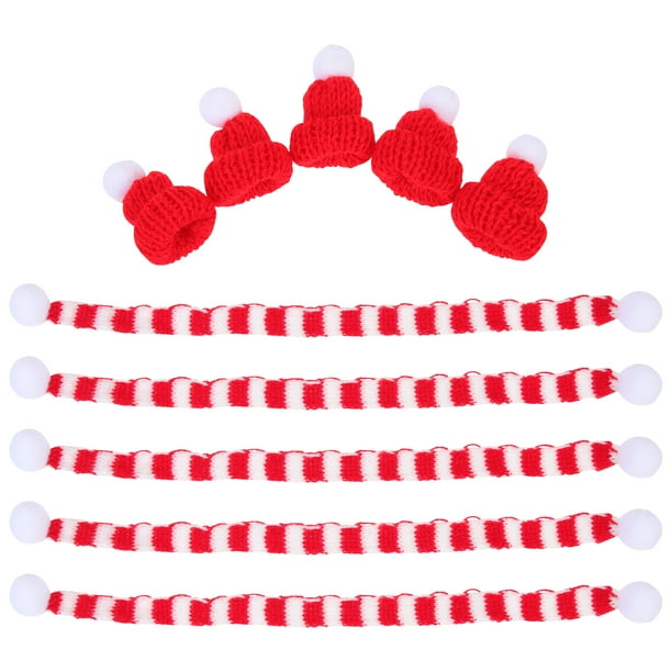 5 juegos de mini bufandas y sombreros para botellas de vino, adornos navideños para botellas de vino y decoraciones para vino.