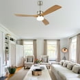 thumbnail image 2 of 52" Solid Wood Reversible Ceiling Fan with Dimmable Led Light, Remote Control, and Chrome Downrods for Dining Room, Kitchen Island, Hallway, 2 of 9