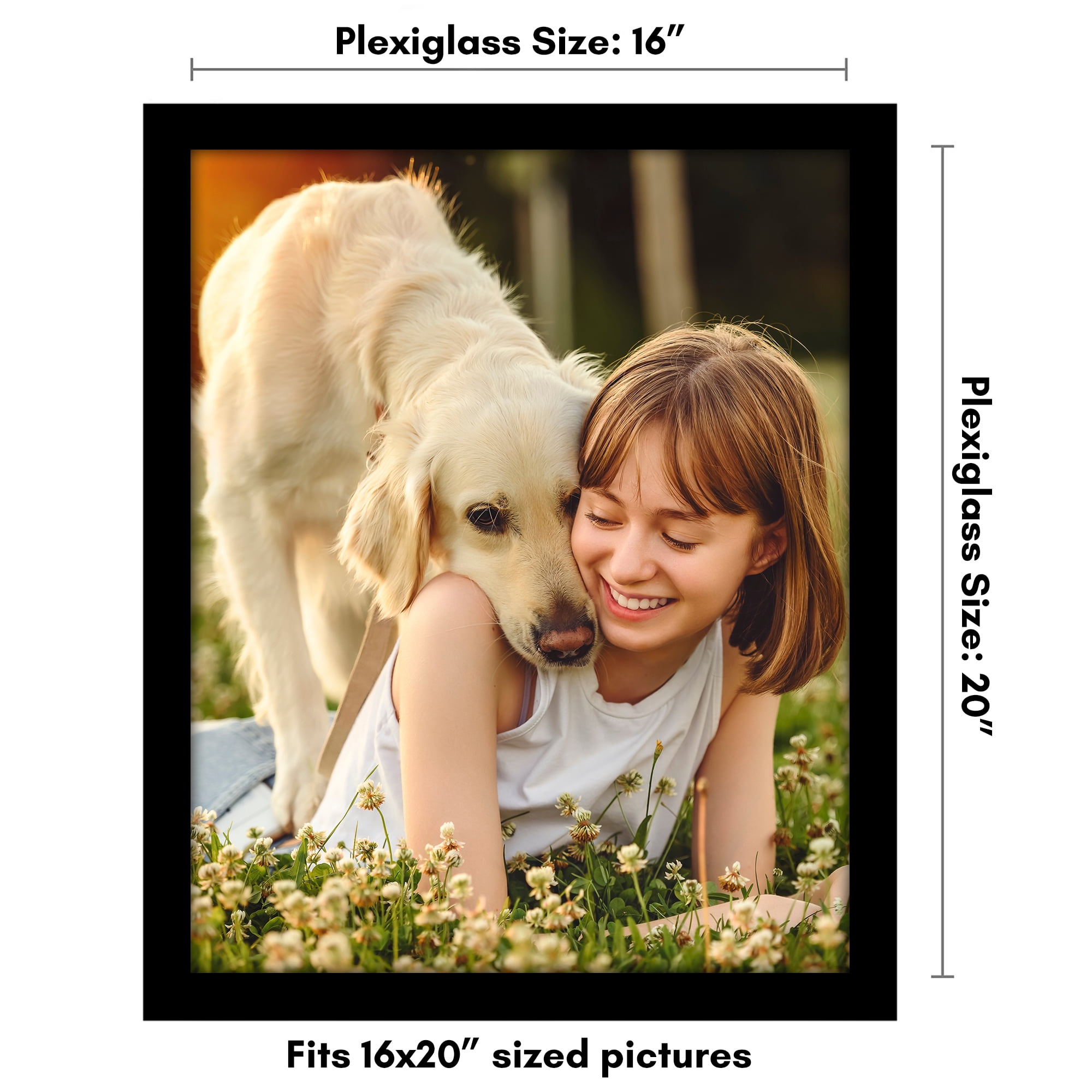Americanflat 16x20 Picture Frame with Polished Plexiglass Wide Photo Frames Vertical Horizontal Epic - Black