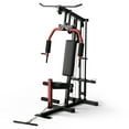thumbnail image 1 of Strength Training Machine – Multi-Function Full Body Workout – Lat Pulldown, Chest Press & Leg Extension – Heavy Duty Steel – Pulley System – Fits 1" & 2" Plates – 400 lb – Space-Saving – Red & Black, 1 of 7