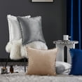 thumbnail image 5 of Deconovo Pack of 2 Velvet Decorative Throw Pillow Covers with Pom Poms Square Cushion Case for Couch Sofa Bed 18 x 18 inch Gray, 5 of 7