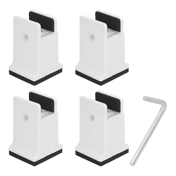 4pcs Adjustable Furniture Risers with Screw Clamp Rubber Bed Couch Risers Are Equipped With Adjustable Clamping Device for Heavy Duty Furniture (White)