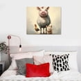thumbnail image 5 of Orinice  Farm Animal Aesthetic – Chicken Standing On Smiling Pig Canvas Printing  Ideal For Decorating Living Room Bedroom Bathroom And Office Spaces  Unframed 16x12in, 5 of 6