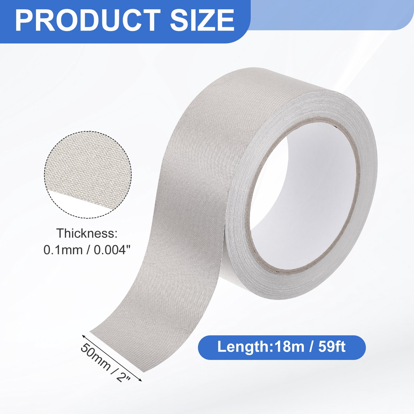 Uxcell Faraday Tape 2" x 59 Feet Single Side Conductive Cloth Tape High Temp Adhesive Tapes Roll for RFI/EMI Shielding Grounding Electrical Repair Cable Interference Blocking