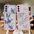 thumbnail image 6 of Compatible Galaxy S22 Plus Clear Butterfly Women Girls Flexible TPU Stars Sparkle Glitter Anti-Scratch Shockproof Protective Phone Cover for Galaxy S22 Plus, 6 of 6