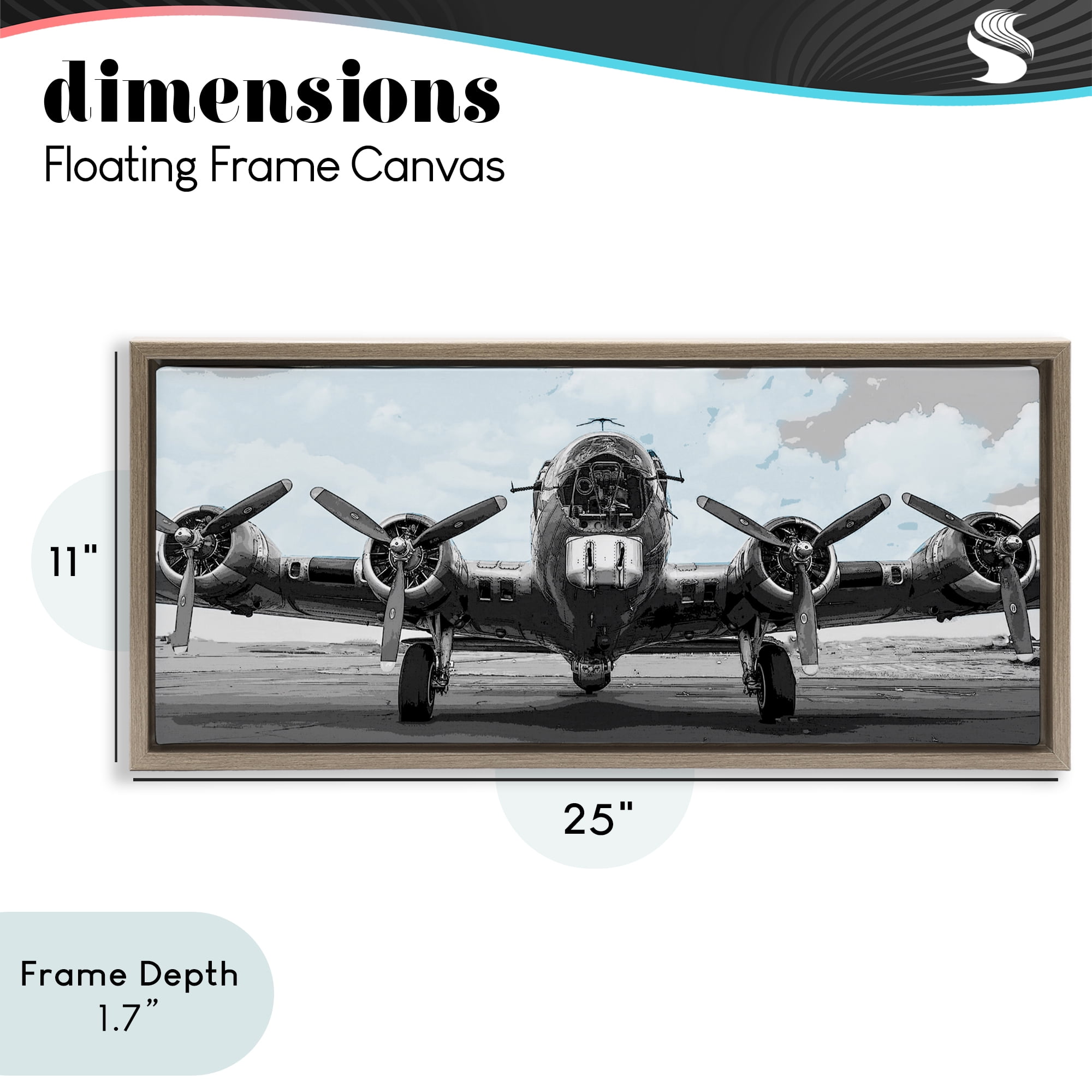 Stupell Industries Historic Aviation Aircraft Brown Framed Floater Canvas Wall Art, design by Kim Allen