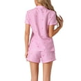 thumbnail image 3 of INSPIRE CHIC Women's Pajama Set Short Sleeve Sleepwear Button Up Top and Shorts Loungewear 2 Piece Pjs M Pink, 3 of 6