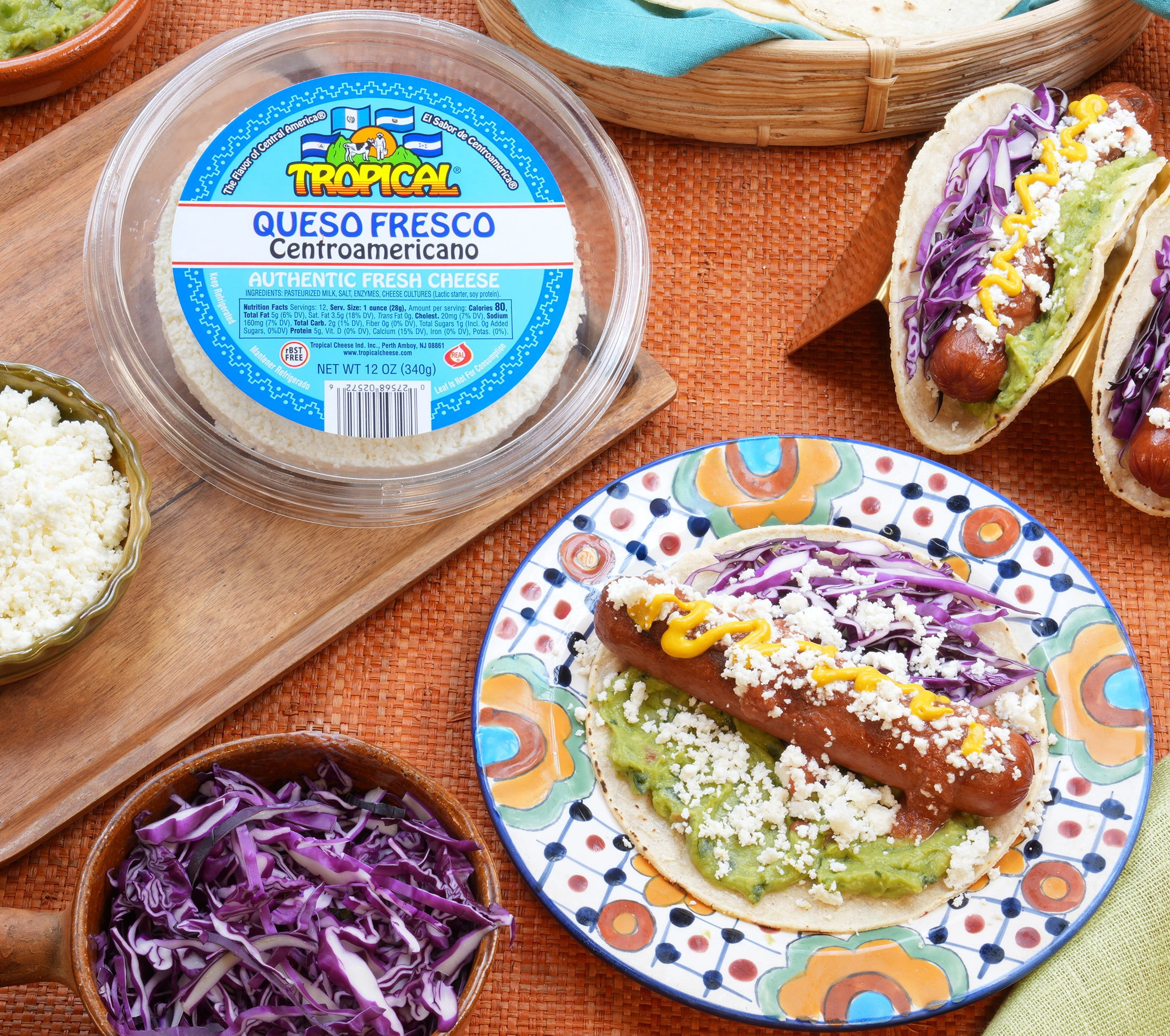Tropical Queso Fresco Centroamericano, Fresh White Cheese, 12oz Resealable Plastic Tray, rBST Free
