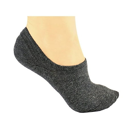 DL furniture 6 Pairs Cotton No Show Athletic Socks Thin Loafers Non Slip Boat Liners Dark gray