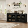 thumbnail image 2 of AOILE Farmhouse Modern Sideboard Buffet Cabinet with 4 Doors, Adjustable Shelves, Wood Accent Credenza for Living Room, Kitchen, or Hallway, 2 of 9