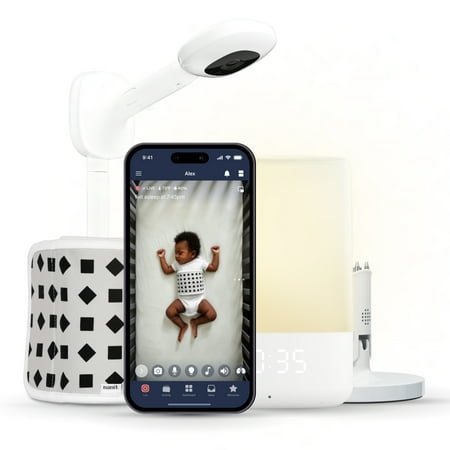 Nanit Superior Sleep Set - Includes Newborn Baby Essentials: Nanit Pro Camera with Wall Mount, Nanit Travel Stand, and The Sound + Light Audio Monitoring Machine & Baby Night Light