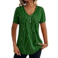 thumbnail image 3 of LilyLLL Womens Short Sleeve Buttons T-shirt Casual Print Pullover Blouse Tops, 3 of 4
