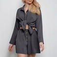 thumbnail image 4 of Kaemgyyd Women 2 Piece Set Linen Outfits Summer Casual Long Sleeve Button down Shirt and Shorts with Pocket Lounge Sets Streetwear, 4 of 7