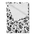 thumbnail image 2 of Leaves Soft Flannel Fleece Throw Blanket, Autumn Season in the Woods Themed Monochrome Pattern Deciduous Trees Maple Oak, Cozy Plush for Indoor and Outdoor Use, 70" x 90", Black White, by Ambesonne, 2 of 5