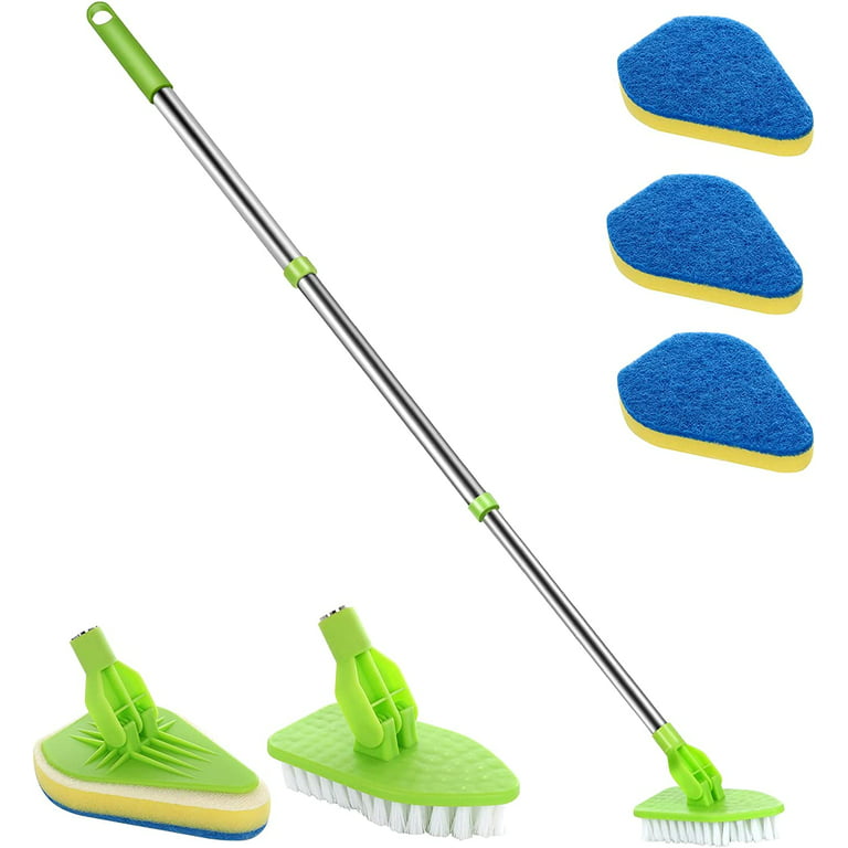 3 in 1 Scrub Cleaning Brush with Long Handle, Shower Bathtub Tub and Tile  Scrubber Brush with 51'' Extendable Long Handle Detachable Bristles Scrub