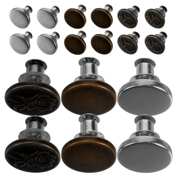 Masteelf 15Pcs No-Sew Metal Buttons Detachable Jeans Buttons Fastener Buttons Replacement Jean Buttons