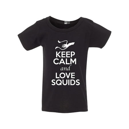 

Keep Calm And Love Squids Cuttlefish Sea Animal Lover Toddler Kids T-Shirt Tee