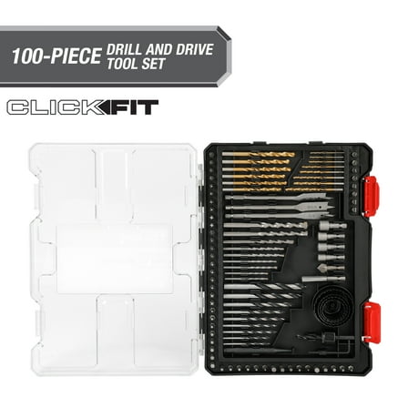 Hyper Tough 100-Piece Drill and Drive Tool Set in Click Fit™ Case