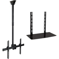 Mount-It! Adjustable Ceiling TV Mount Bracket | Fits 32"-75" TVs | AV Shelf Included