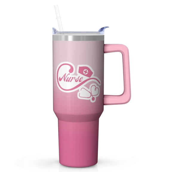 ‎40oz Nurse Tumbler for Day or Night Shift, Stainless Steel Thermos with Handle, A Supportive Gift for Nurse, Helping Them Stay Awake or Wind Down