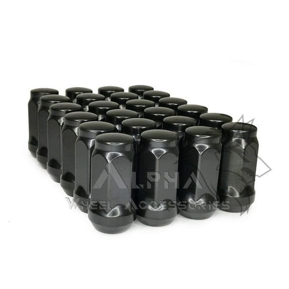 24 Black 14x1.5 Bulge Acorn Lug Nuts 1.75" For Chevy GMC Silverado Sierra 1500