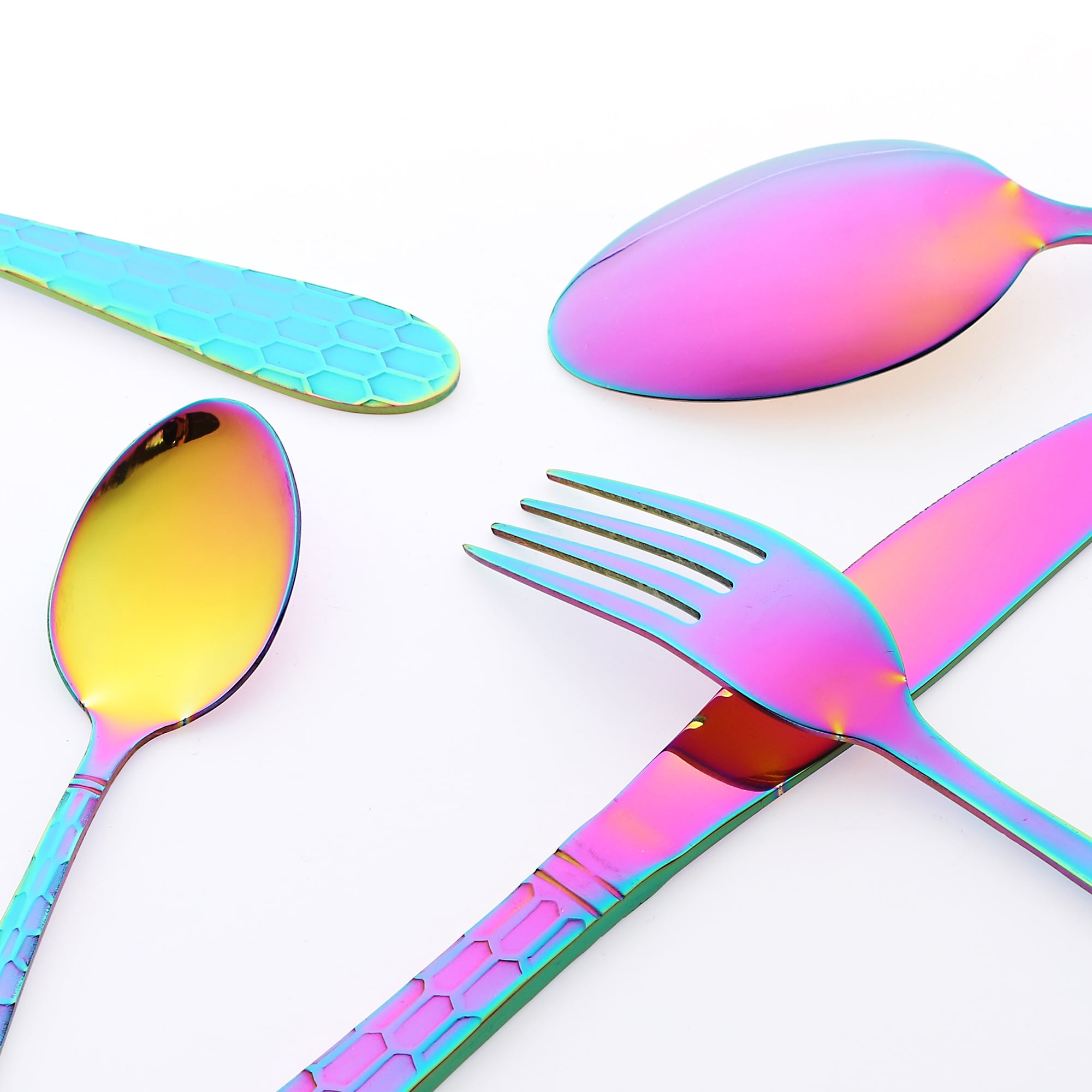 Unique Bargains 16 Pieces Stainless Steel Flatware Set Colorful