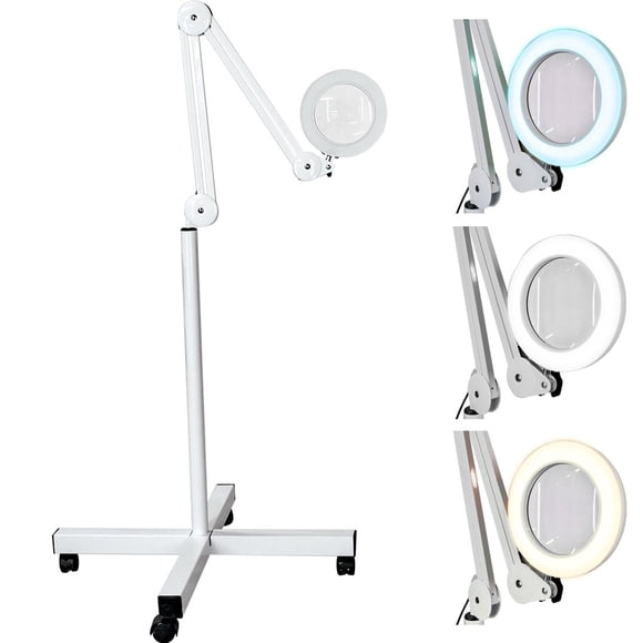 Lampara Facial con Lupa 5x Nanofort Spa Estetica Pedestal Acero
