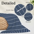 thumbnail image 2 of Navy Blue Geometric Pillow Covers, Linen Long Throw Pillow Case, Modern Pure Color Abstract Striped Holiday Pillow Protector Decorative Cushion Cover for Living Room/Bedroom 12" x 20", 2 of 8