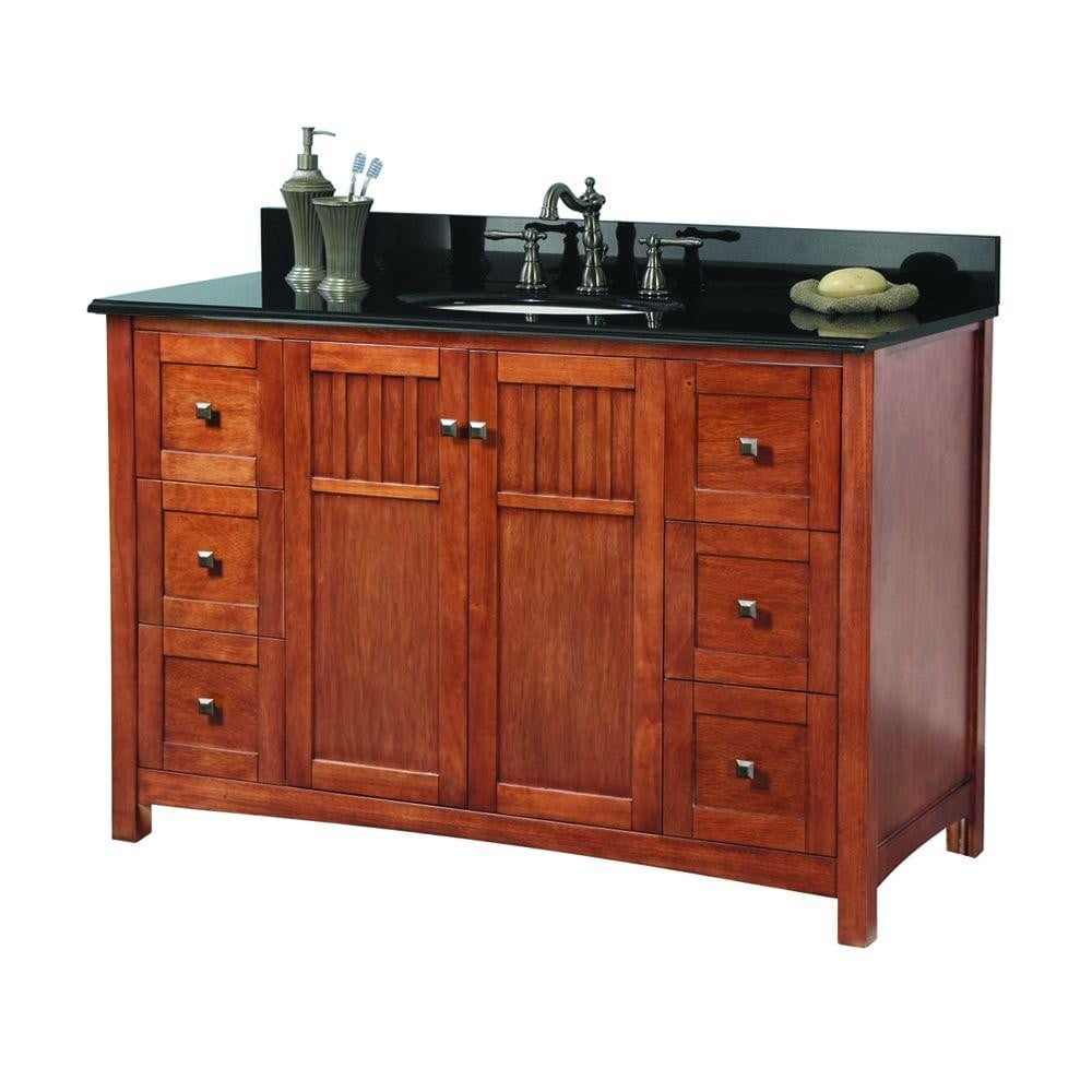 Knoxville 49 in. W x 22 in. D Vanity in Nutmeg with Granite Vanity Top