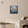 thumbnail image 3 of Golden Flora on Azure Canvas Elegant Floral Art by Art Remedy, Black Frame, 30" x 30", 3 of 7