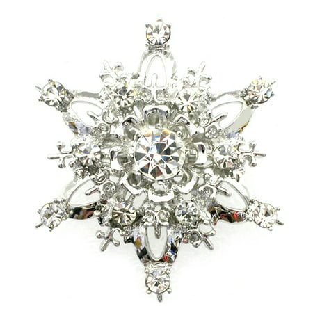 Gorgeous Crystal Snowflake Pin Brooch Bridesmaid Flower Girl Wedding (Best Man Flower Pin)