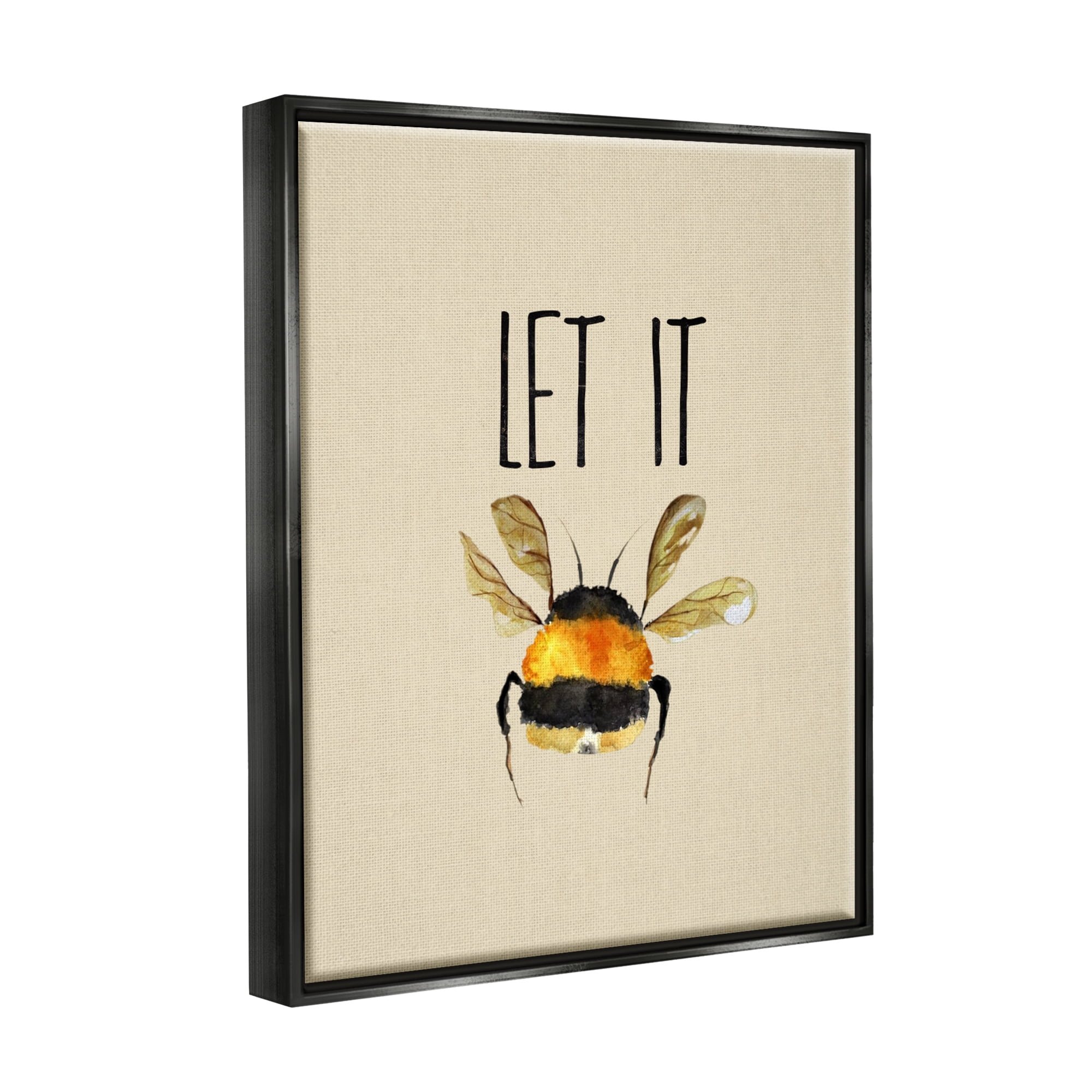 Stupell Industries Let It Bee Insect Animals & Insects Painting Black Floater Framed Canvas Art Print Wall Art, 25 x 31