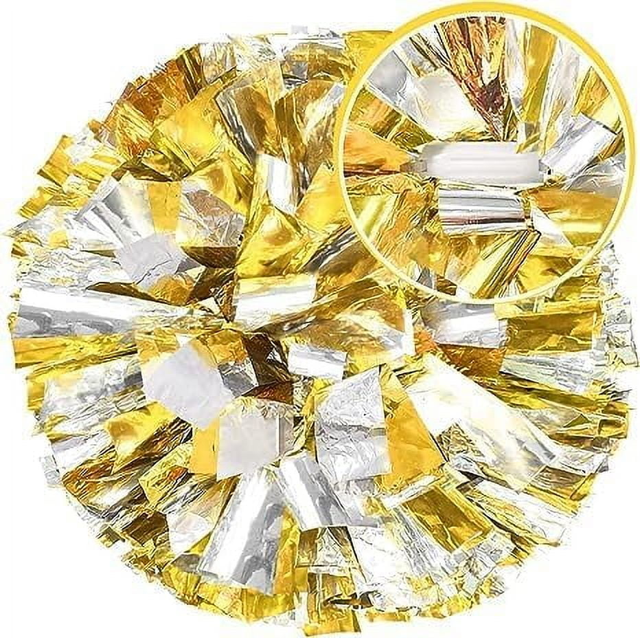 Metallic Cheerleading Pom Poms, 4Pcs Cheerleaders Cheer Pom Poms with Baton Handle, Cheering Squad Hand Flower