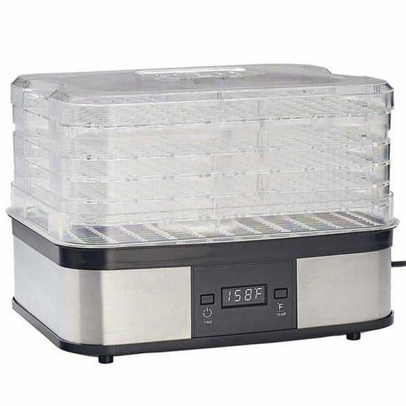 3.5 sq. ft.Lem 5 Trays Food Dehydrator, Silver & Black