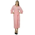 thumbnail image 2 of Bimba Women Long Solid Belt Robe Soft Modal Cotton Wrap Round Plain Bath Robe, 2 of 5