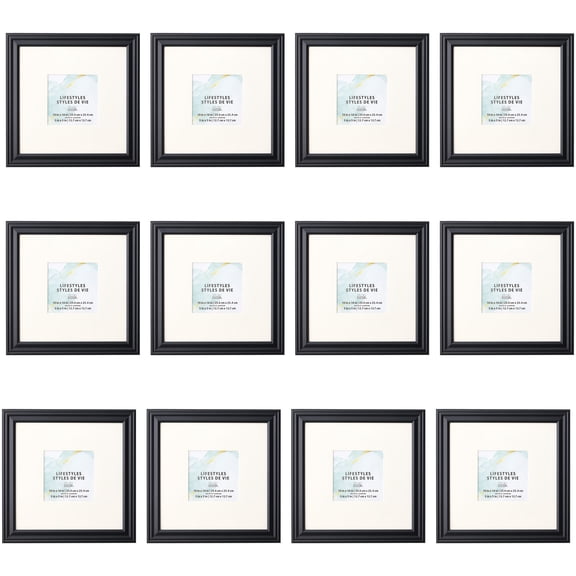 Studio Decor Black Square 5" x 5"  Frame With Mat, Lifestyles, 12 Pack
