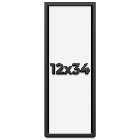 12x34 Shadow Box Frame Black | 1 inches Deep Real Wood Contemporary Shadowbox Display Frame | UV